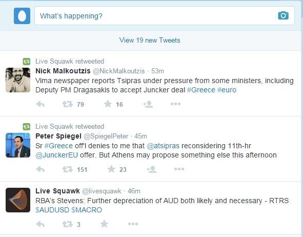 Live Squawk publiceert beursnieuws binnen enkele seconden en is bijvoorbeeld te volgen via Twitter.